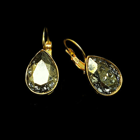 Auskari "Kristāla Lāse (Gold Patina)" ar Swarovski™ kristāliem